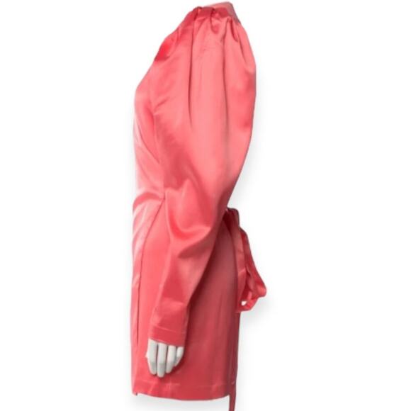 ROTATE Birger Christensen Shell Pink Satin Wrap Mini Dress NWT Size 42 (US 12) - Picture 7 of 15